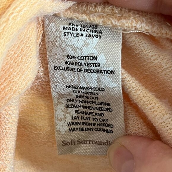 Soft Surrounding Burnout Sweater Peach Lace V-Neck Pockets Peach‎ Petite Medium - Picture 8 of 8